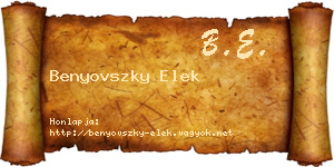 Benyovszky Elek névjegykártya