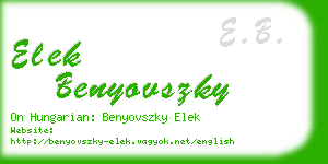 elek benyovszky business card